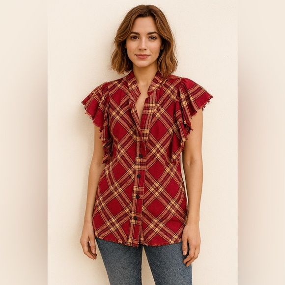 A Shirt Thing charlotte flannel shirt - cranberry Size Large Color Red - Picture 1 of 4